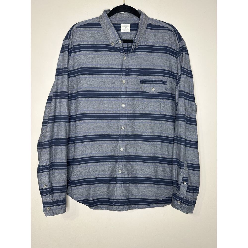 Vtg 90s Y2K Men’s J Crew 100% Cotton Striped Button Down Workshirt Size XL